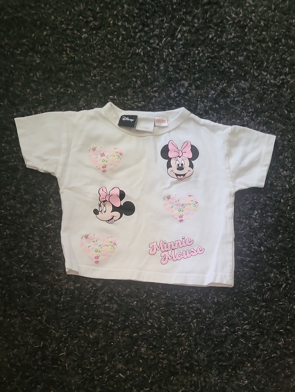 Disney White Minnie Mouse Graphic Tee with Pink Accents